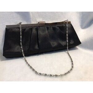 Jessica McClintock Black Satin Evening Party Clutch Bag Purse Vtg Goth Y2k 90s